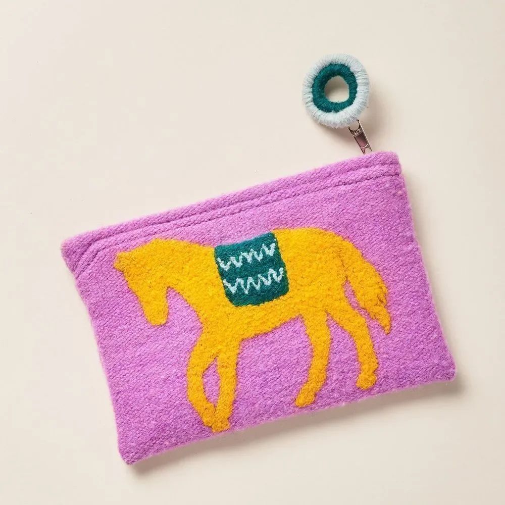 Sundance, Jenny Krauss Animal Tales Pouch, Lavender, Horse, NEW, Handmade, Wool